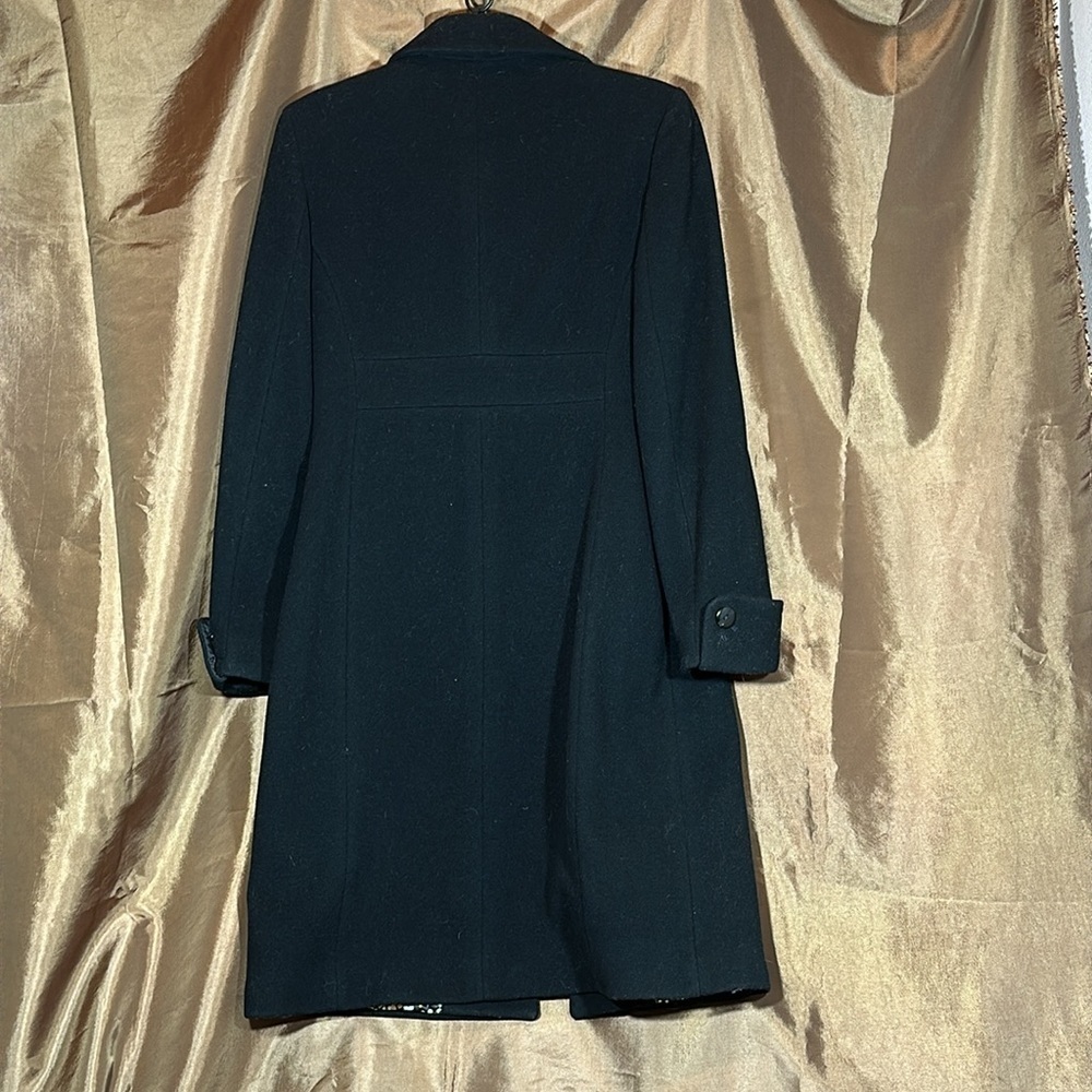 Kenneth Cole Black Dress Coat Floral Lining Tailored Wool - Picture 3 of 8